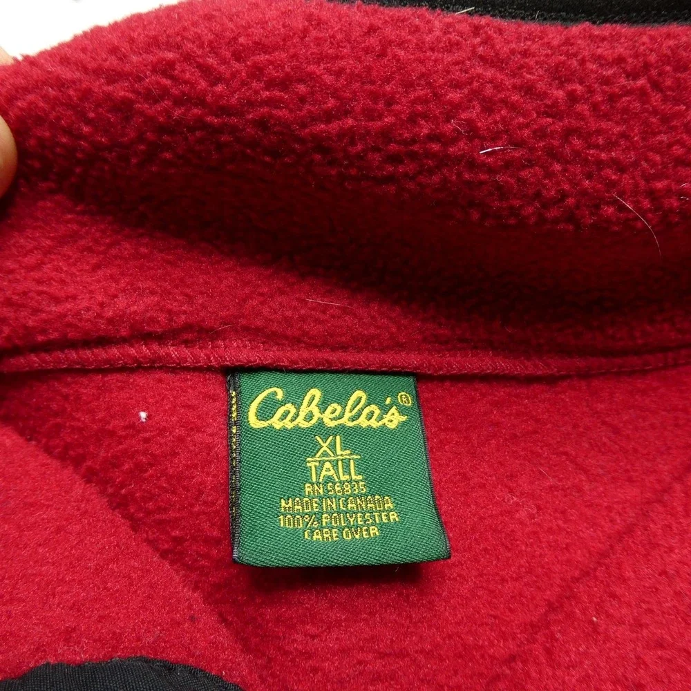Cabela's Pullover Mens XL Tall Red Fleece Polartec Made In Canada Outdoor Jacket